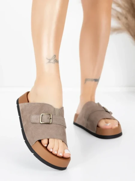 Papuci Dama din piele naturala 2559 GREY | ADVANCER