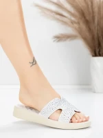 Papuci Dama cu Talpa Joasa 5XJ110 WHITE | MEI