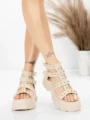 Sandale Dama cu Platforma 56WL31 BEIGE | MEI