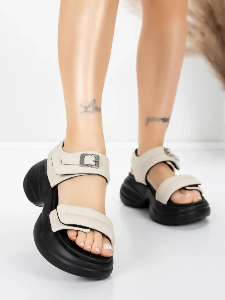 ženske sandale od prave kože 6818 Krem | Advancer