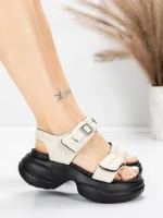 ženske sandale od prave kože 6818 Krem | Advancer