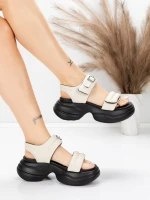 ženske sandale od prave kože 6818 Krem | Advancer