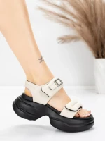 ženske sandale od prave kože 6818 Krem | Advancer