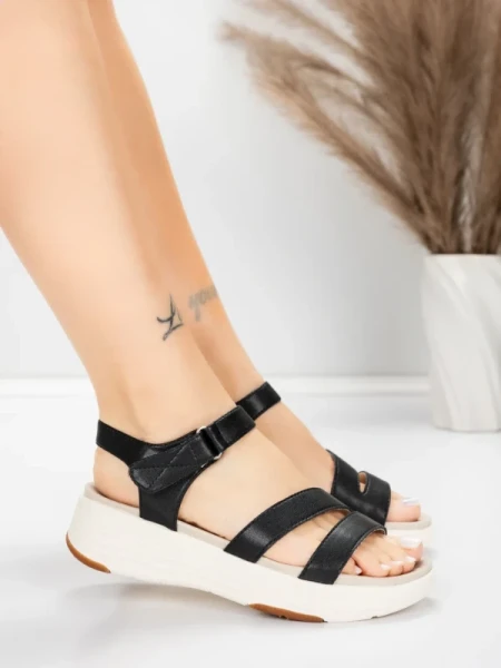 ženske sandale od prave kože 032 Crna | Advancer