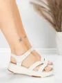ženske sandale od prave kože 032 Krem | Advancer