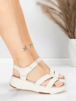 ženske sandale od prave kože 032 Krem | Advancer