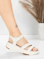 ženske sandale od prave kože 032 Krem | Advancer