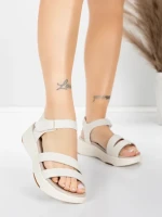 ženske sandale od prave kože 032 Krem | Advancer
