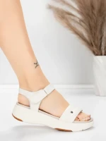 ženske sandale od prave kože 036 Krem | Advancer