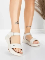 ženske sandale od prave kože 036 Krem | Advancer