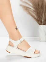 ženske sandale od prave kože 037 Krem | Advancer