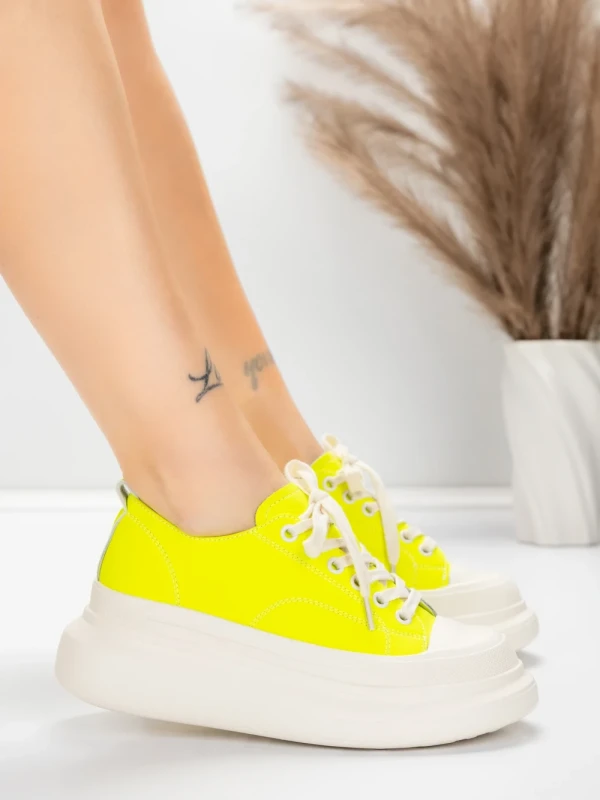 Ženske sportske cipele od prirodne kože 227802 Limunsko žuta | Advancer
