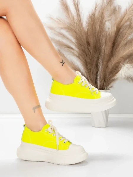 Ženske sportske cipele od prirodne kože 227802 Limunsko žuta | Advancer