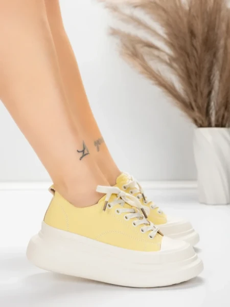 Ženske sportske cipele od prirodne kože 227802 Svijetložuta | Advancer