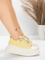 Ženske sportske cipele od prirodne kože 227802 Svijetložuta | Advancer