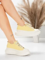 Ženske sportske cipele od prirodne kože 227802 Svijetložuta | Advancer