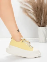 Ženske sportske cipele od prirodne kože 227802 Svijetložuta | Advancer