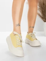 Ženske sportske cipele od prirodne kože 227802 Svijetložuta | Advancer