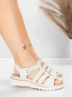 ženske sandale od prave kože 3FR035 Krem | Advancer