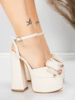 Sandale s debelom petom i platformom za žene 3KV52 Bež | Mei