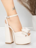 Sandale s debelom petom i platformom za žene 3KV52 Bež | Mei