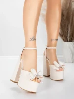 Sandale s debelom petom i platformom za žene 3KV52 Bež | Mei