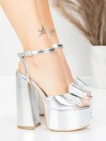 Sandale s debelom petom i platformom za žene 3KV52 Srebrna | Mei