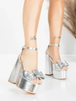 Sandale s debelom petom i platformom za žene 3KV52 Srebrna | Mei