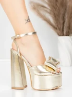 Sandale s debelom petom i platformom za žene 3KV52 Zlatna | Mei