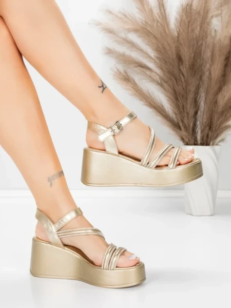 Sandale s platformom za žene 5H78 Zlatna | Mei