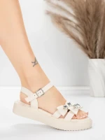 Sandale s niskim potplatom za žene 5H82 Bež | Mei