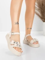 Sandale s niskim potplatom za žene 5H82 Bež | Mei