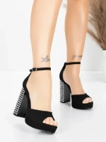 Sandale s debelom petom i platformom za žene 5KV71 Crna | Mei