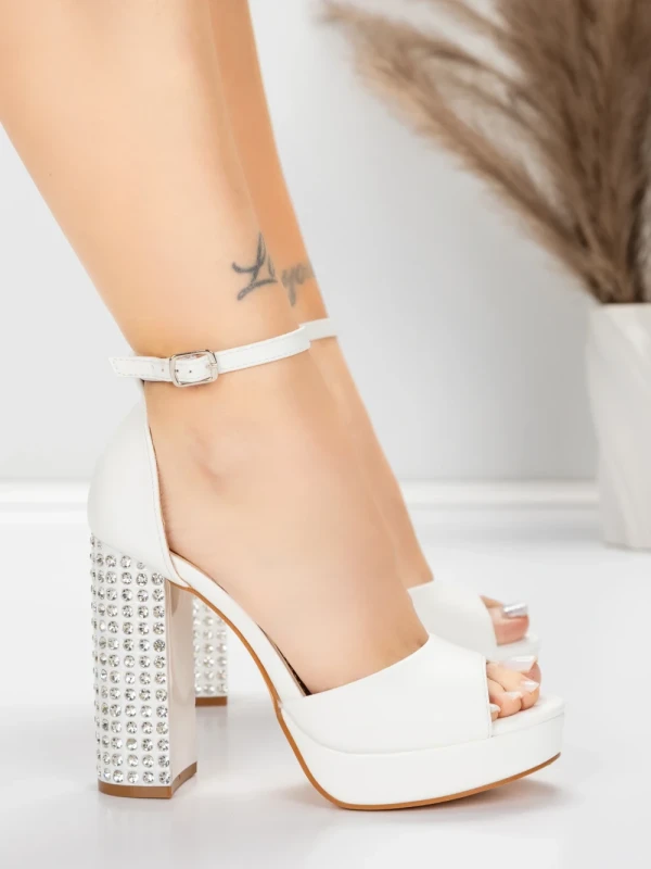 Sandale s debelom petom i platformom za žene 5KV71 Bijela | Mei