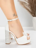 Sandale s debelom petom i platformom za žene 5KV71 Bijela | Mei