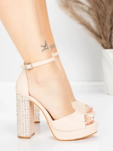 Sandale s debelom petom i platformom za žene 5KV71 Bež | Mei