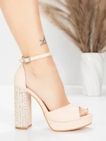 Sandale s debelom petom i platformom za žene 5KV71 Bež | Mei