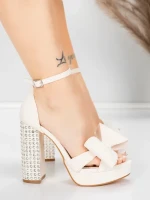 Sandale s debelom petom i platformom za žene 5KV72 Bež | Mei