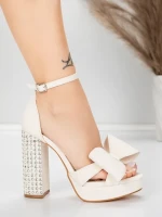 Sandale s debelom petom i platformom za žene 5KV72 Bež | Mei