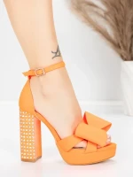 Sandale s debelom petom i platformom za žene 5KV72 Narančasta | Mei