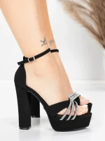 Sandale s debelom petom i platformom za žene 5KV73 Crna | Mei