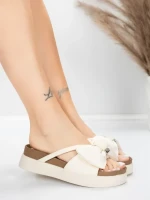 Ženske papuče od prave kože TP637-1 Krem | Formazione