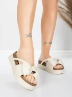 Ženske papuče od prave kože TP637-1 Krem | Formazione