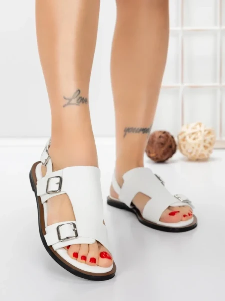 Sandale Dama cu Talpa Joasa 5SY35 WHITE | MEI