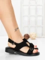 Sandale Dama cu Talpa Joasa 5SY36 BLACK | MEI