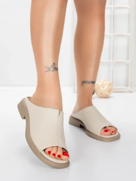 Papuci Dama cu Talpa Joasa 5SY37 BEIGE | MEI