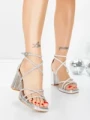 Sandale Dama cu Toc Gros 5BD30 SILVER | MEI
