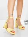 Sandale Dama cu Toc Gros 5BD31 YELLOW | MEI