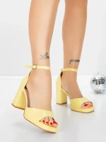 Sandale Dama cu Toc Gros 5BD31 YELLOW | MEI