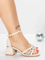 Sandale Dama cu Toc Gros 5JD10 BEIGE | MEI